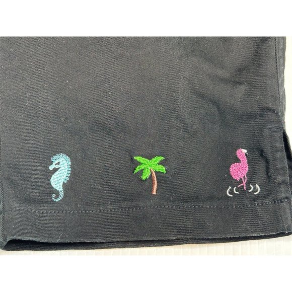 Quacker Factory Womens Medium Black Cropped Capri Black Embroidered Pants - Picture 4 of 7